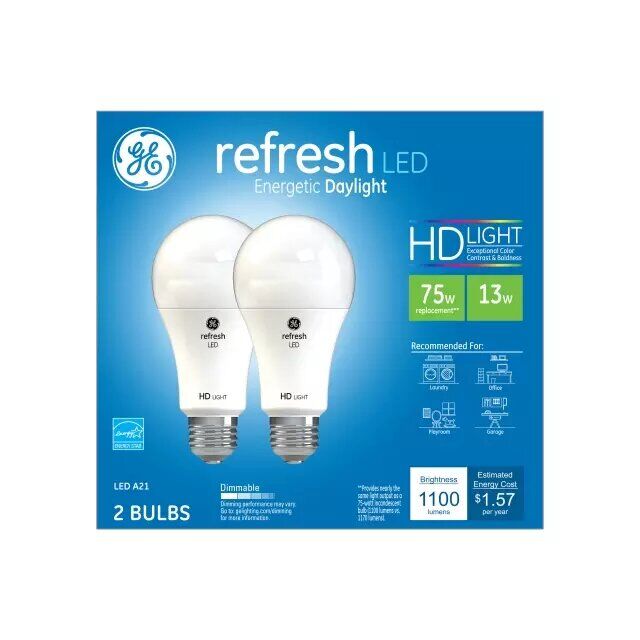 Refresh Hd Daylight 75W Replacement Led Light Bulbs General Purpose A21