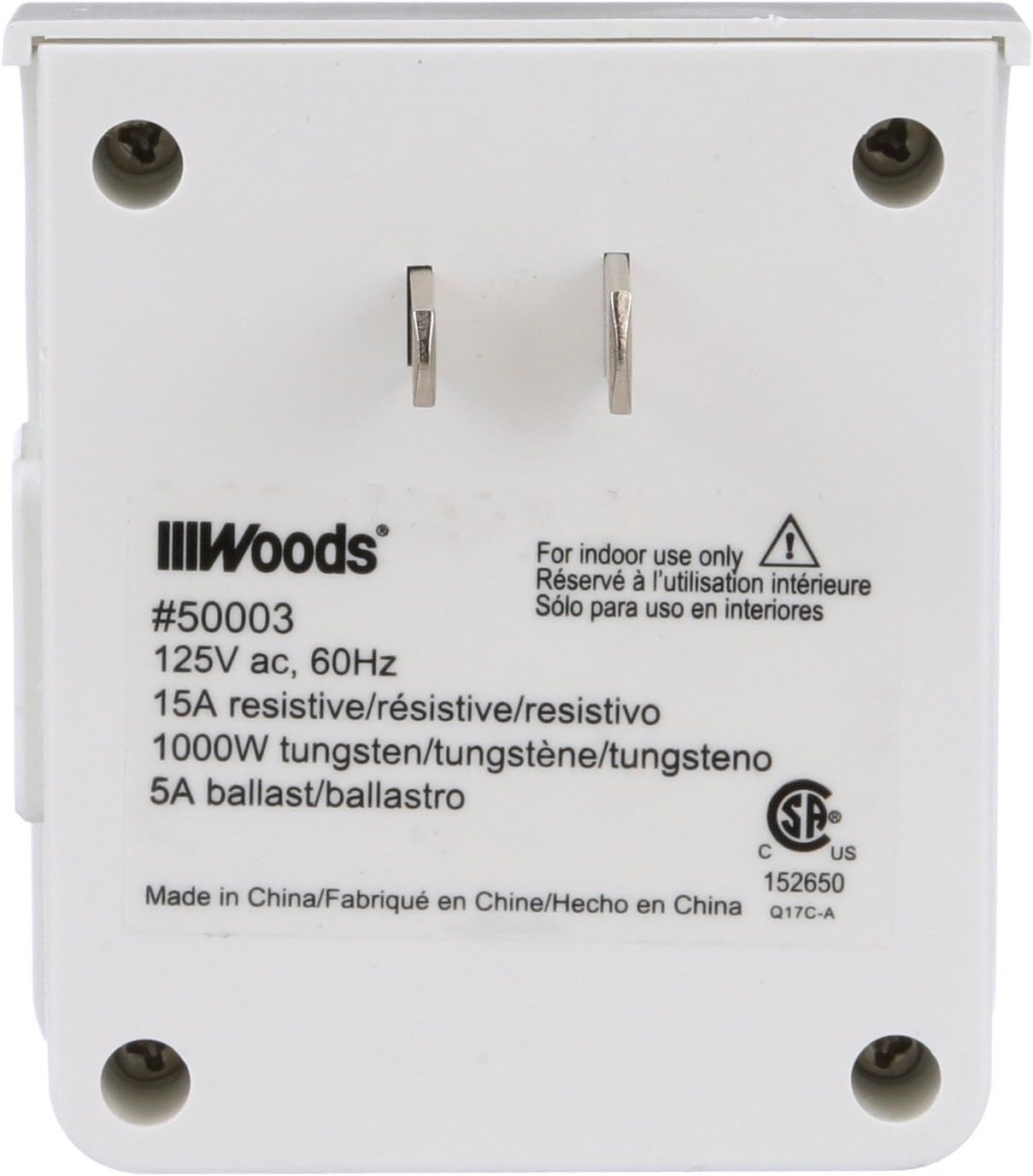 Woods 7-Day Indoor Vacation Timer, 15-A, 125-V AC