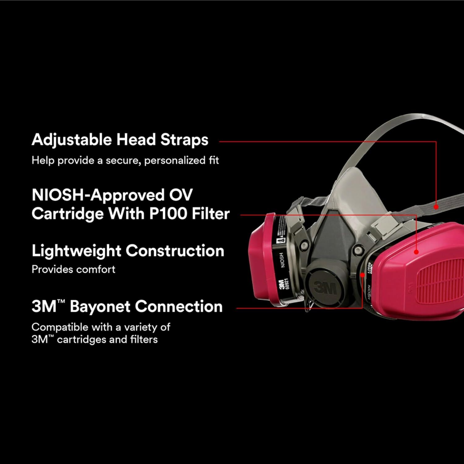 3M P100/OV Odor/Particulate Multi-Purpose Reusable Respirator Medium