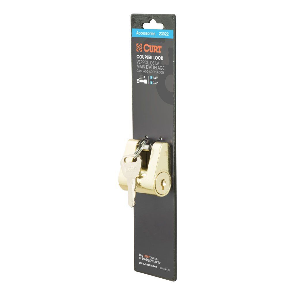 Coupler Lock (1/4" Pin, 3/4" Latch Span, Padlock, Brass-Plated)