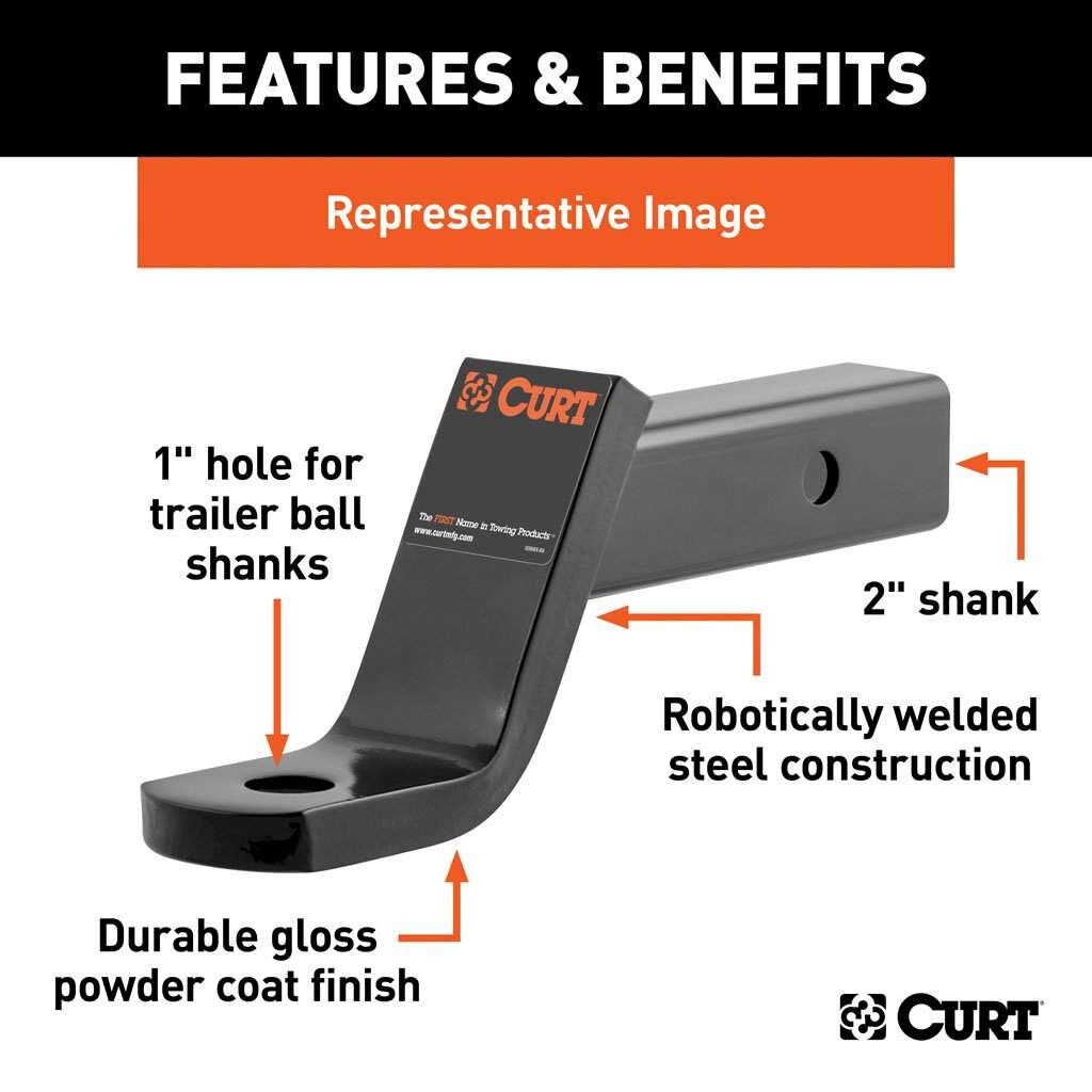 Curt Class 3 Ball Mount, Imported 2-In Shank, 7,500 lbs., 4-In Drop, 10-1/4-In Long