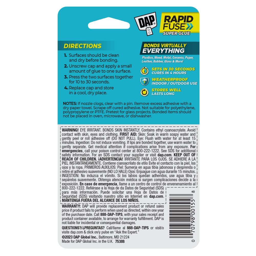 DAP RapidFuse Super Glue, 0.85-Oz