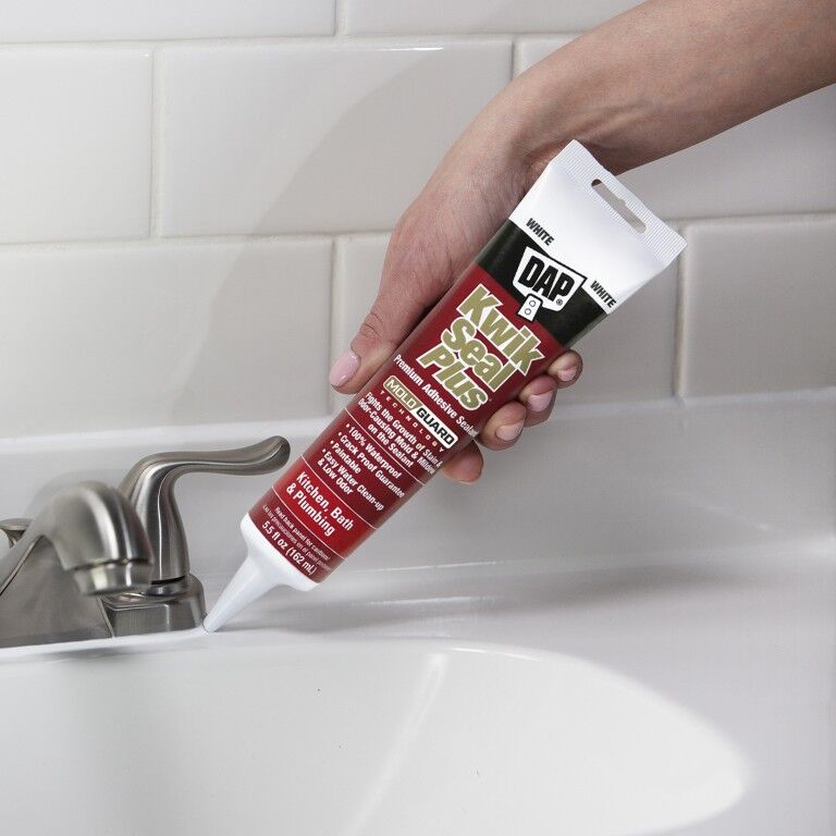 DAP Kwik Seal Plus Kitchen & Bath White Adhesive Sealant, 10.1-Oz