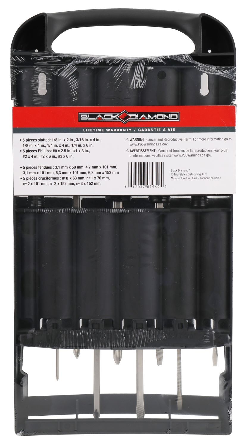 Black Diamond Acetate Handle Screwdriver Set, 10-Pk