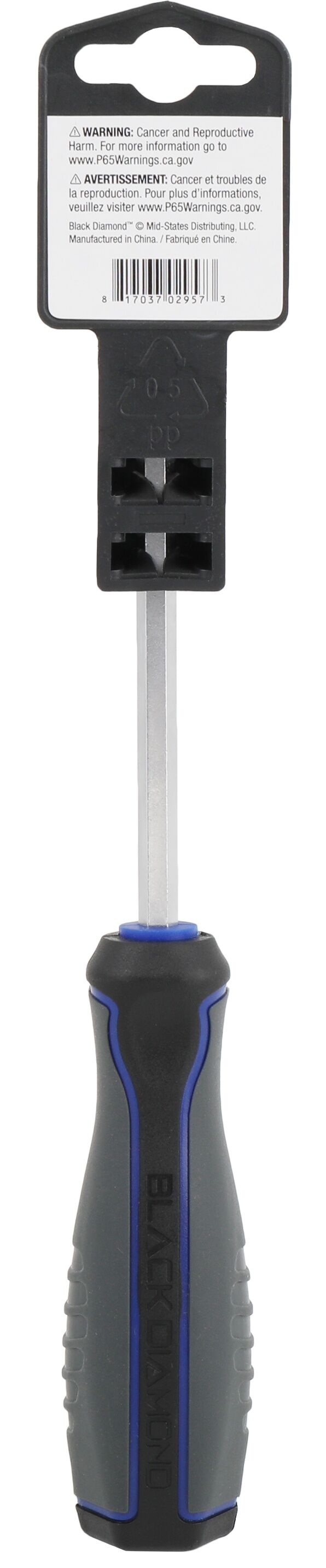 Black Diamond Phillips Screwdriver With Comfort Grip, #2 x 4-In