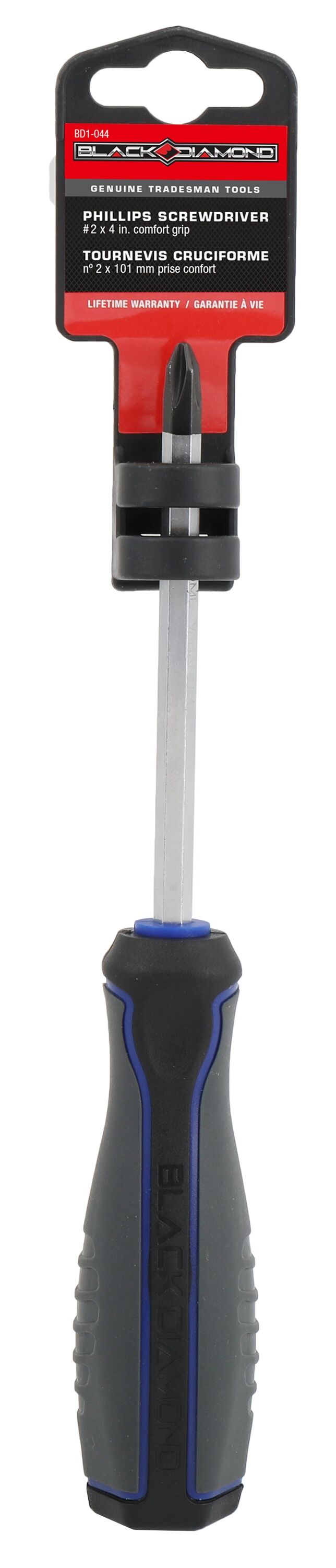 Black Diamond Phillips Screwdriver With Comfort Grip, #2 x 4-In