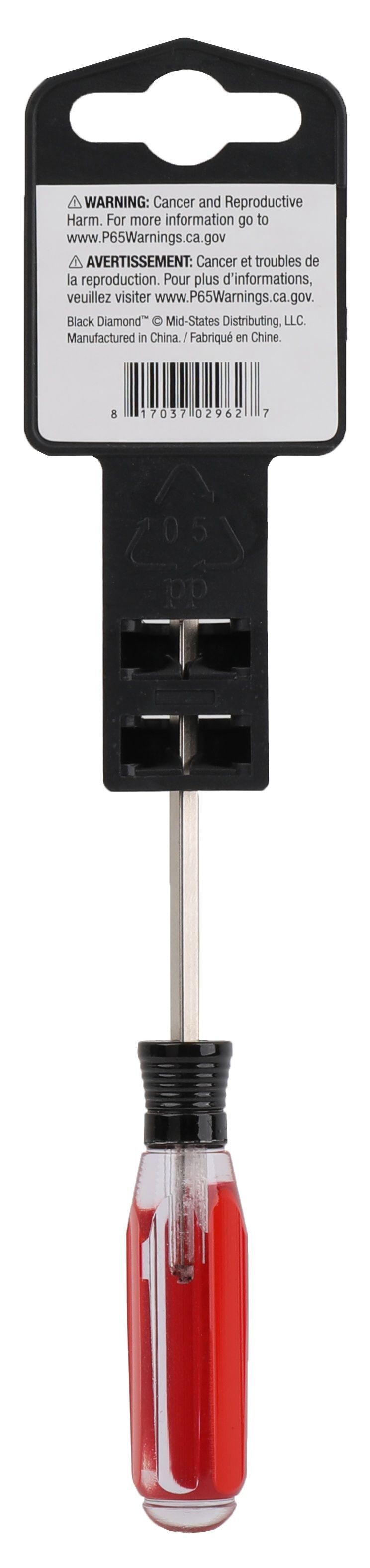 Black Diamond Slotted Screwdriver, 1/8-In x 3-In