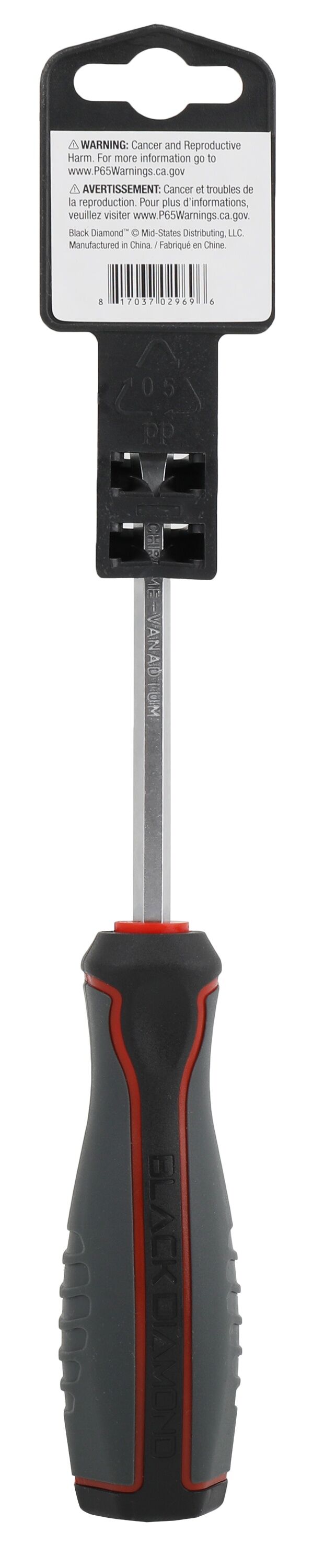 Black Diamond Slotted Screwdriver With Comfort Grip, 1/4-In x 4-In