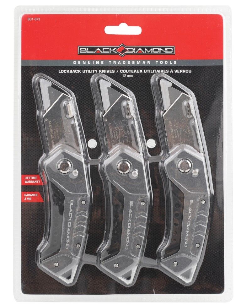 Black Diamond Lockback Utility Knives, 3-Pk