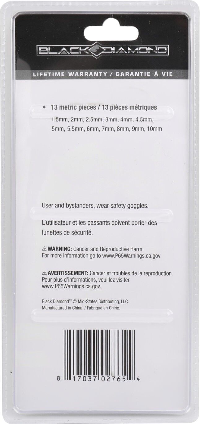 Black Diamond Metric Hex Wrench Set, 13-Pc