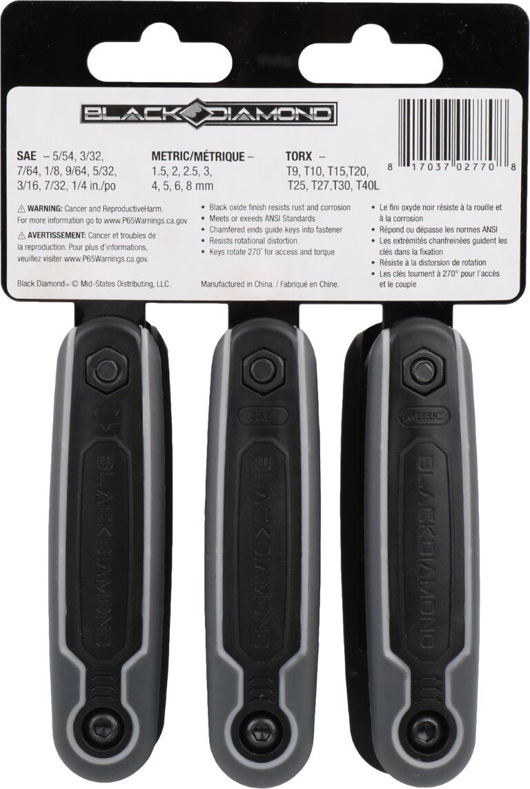 Black Diamond Folding Hex Key Set, 3-Pc
