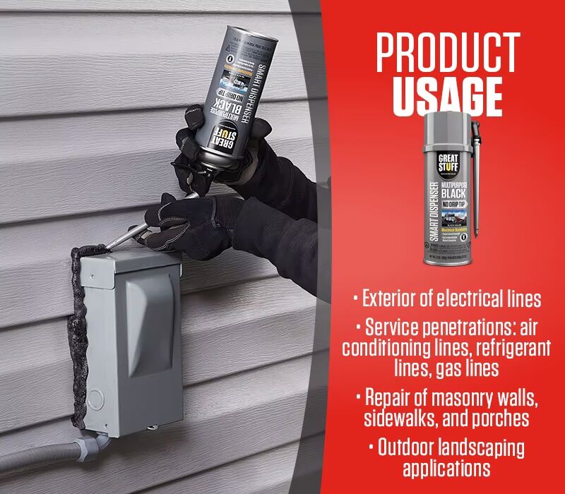 Great Stuff Multipurpose Black Foam Sealant With Smart Dispenser, 12-Oz