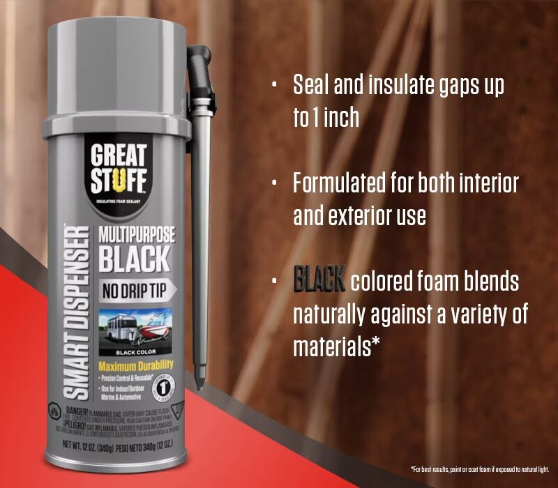 Great Stuff Multipurpose Black Foam Sealant With Smart Dispenser, 12-Oz