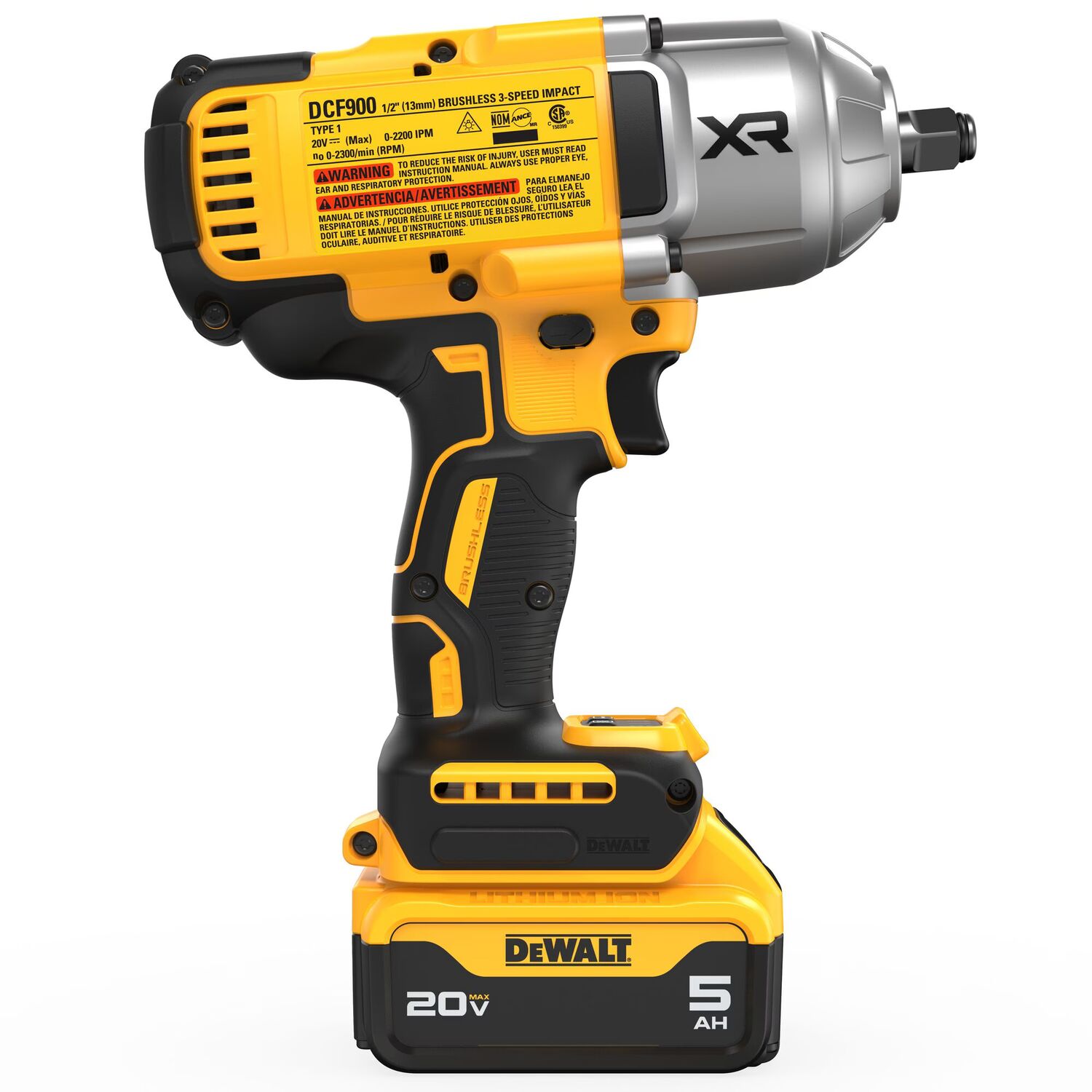 DEWALT 20-V Max XR High Torque Hog Ring Anvil Impact Wrench Kit, 1/2-In