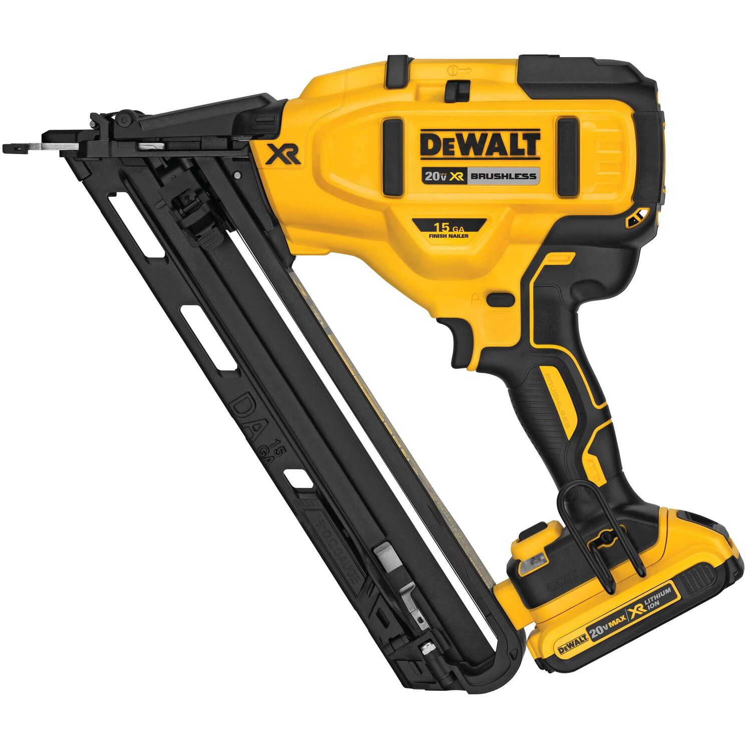 DEWALT 20-V Max XR Angled Finish Nailer Kit, 15-Gauge