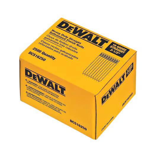 DEWALT 16 Gauge Straight Finish Nails, 2-1/2-In, 2500-Pk