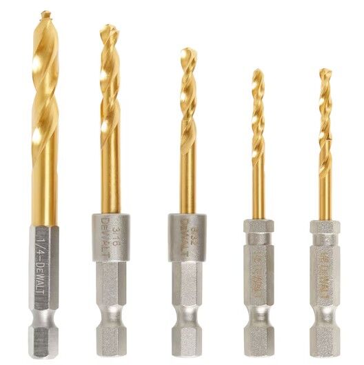 DEWALT Impact Ready Titanium Nitride Coating Drilling Set, 5-Pk