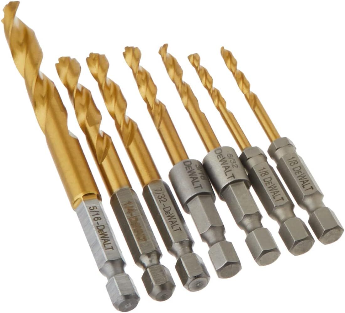 DEWALT Impact Ready Titanium Nitride Coated Drill Bit Set, 7-Pc