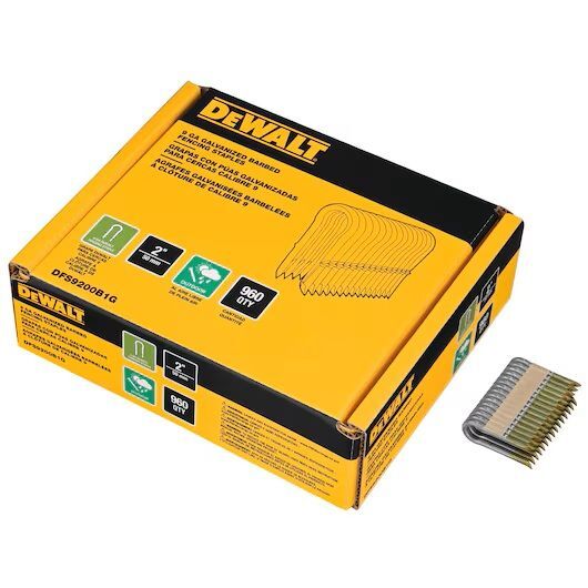 DeWalt 9 Gauge Galvanized Barbed Stape, 2-In, 960-Pk