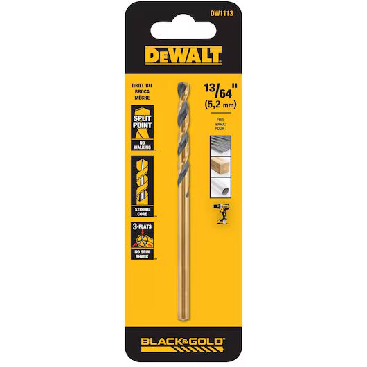DEWALT Black Oxide Drill Bit, 13/64-In x 3-5/8-In