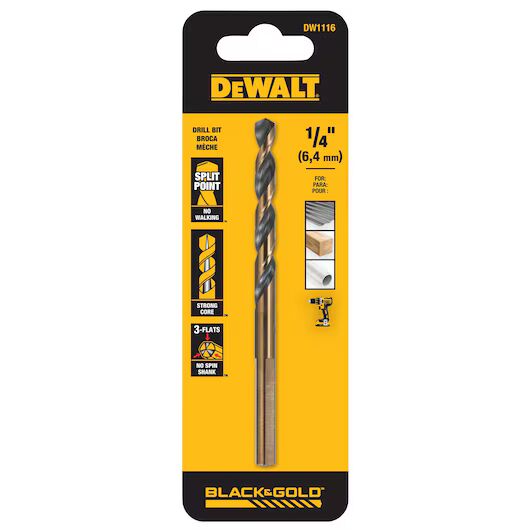 DEWALT Black Oxide Drill Bit, 1/4-In x 4-In