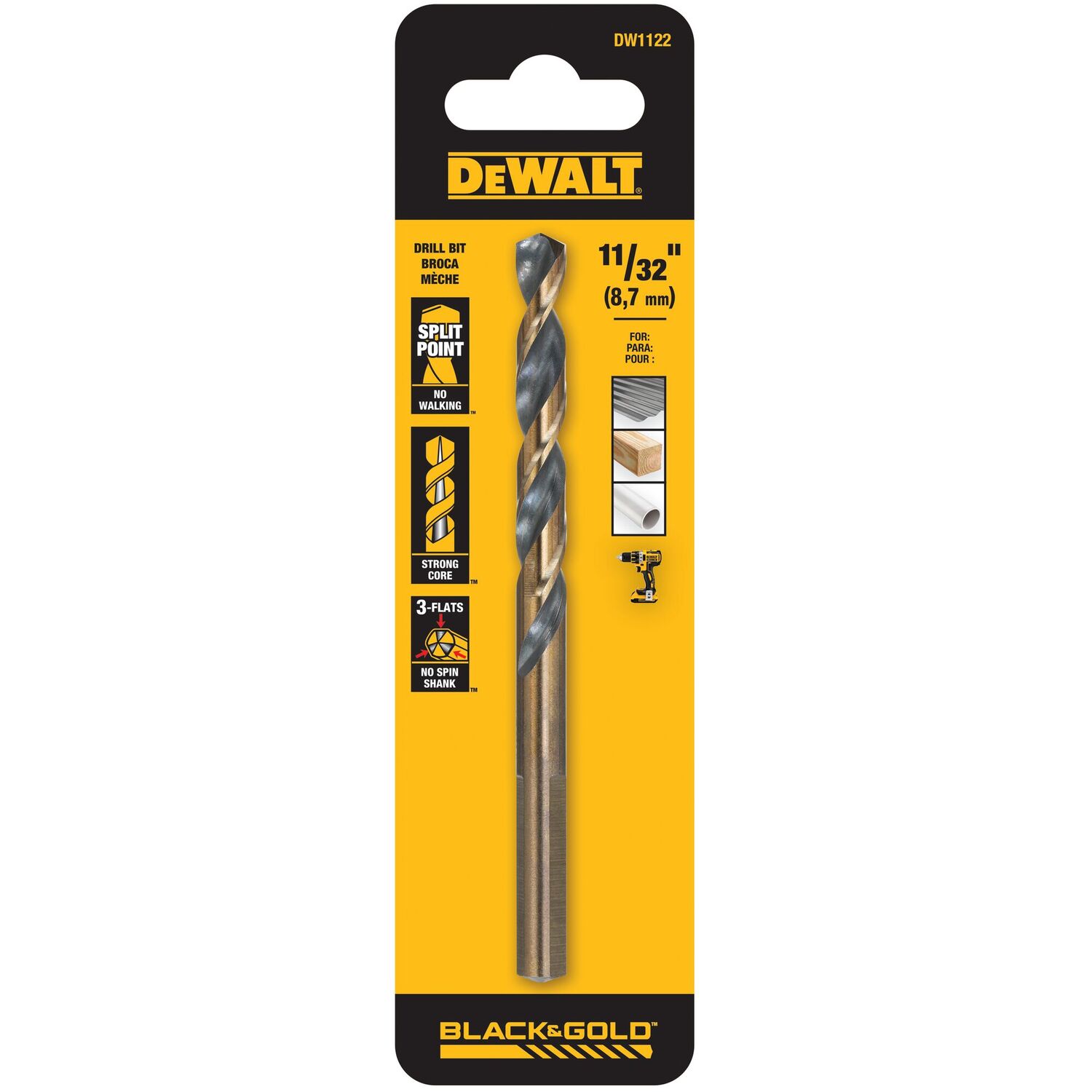 DEWALT Black Oxide Split Point Drill Bit, 11/32-In
