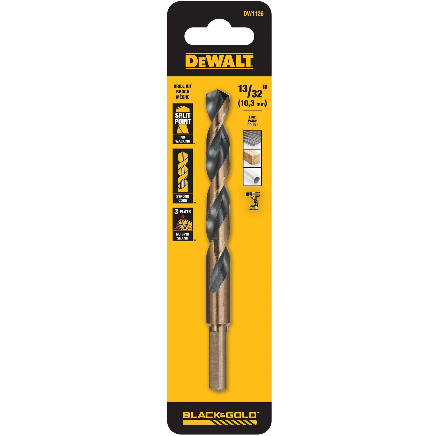 DEWALT Black Oxide Split Point Drill Bit, 13/32-In