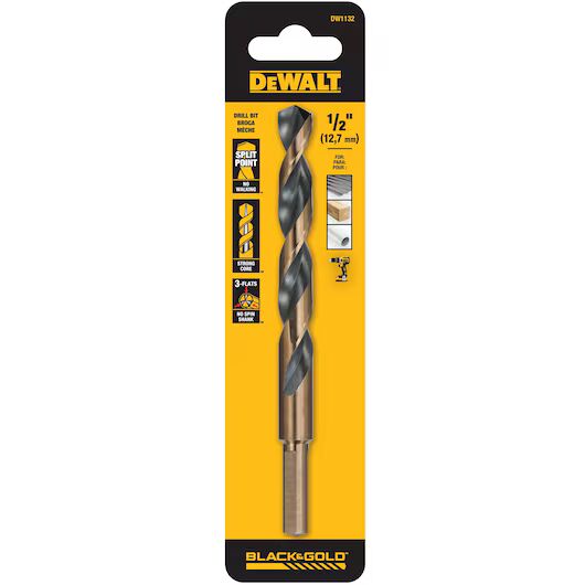 DEWALT Black Oxide Drill Bit, 1/2-In x 6-In