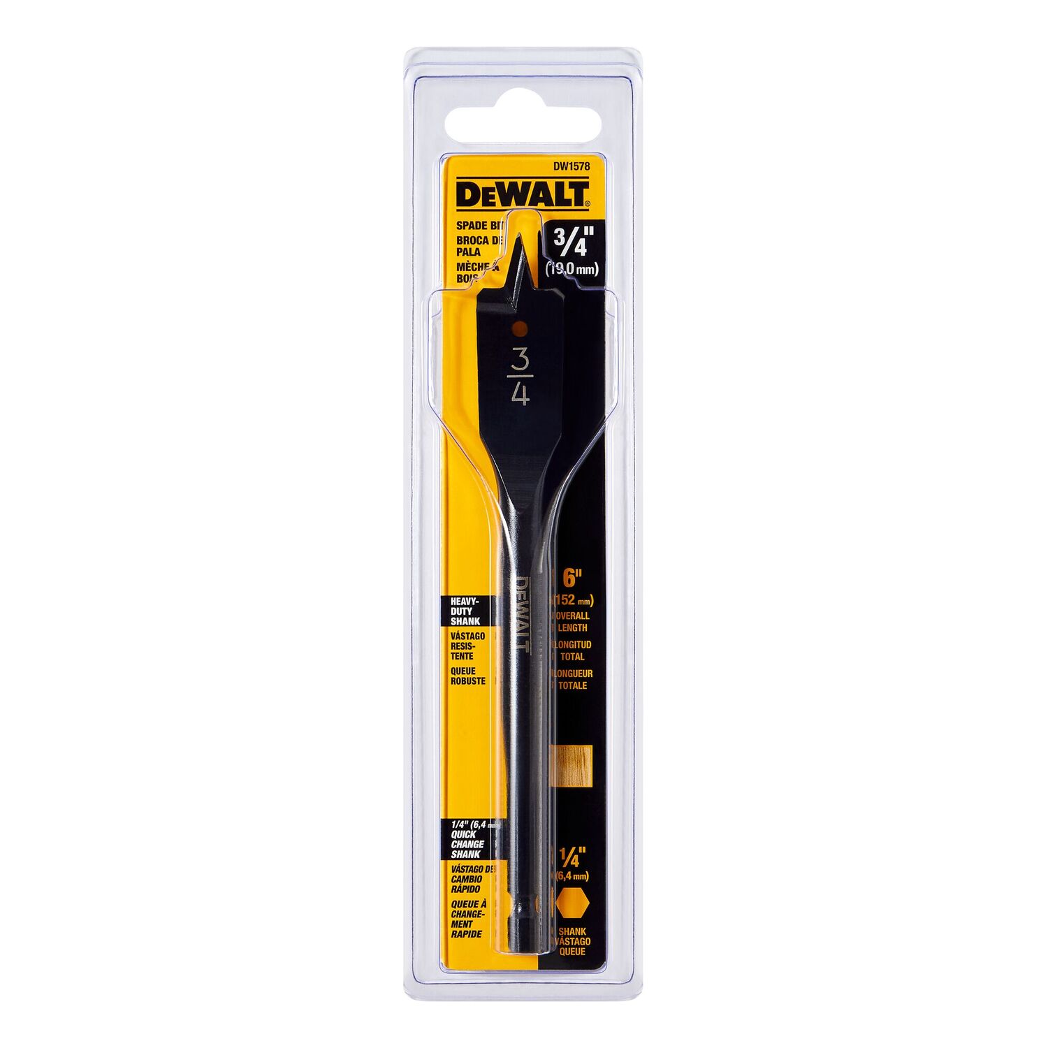DEWALT Heavy Duty Spade Bit, 3/4-In x 6-In