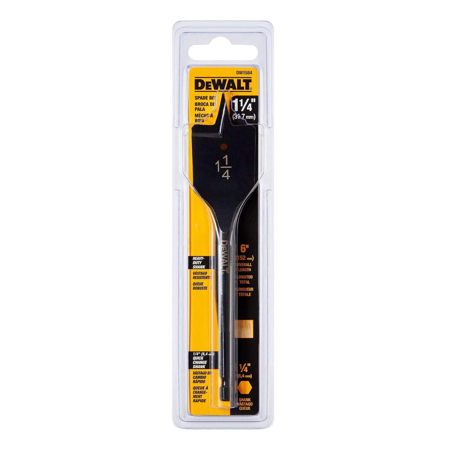 DEWALT Heavy Duty Spade Bit, 1 1/4-In x 6-In