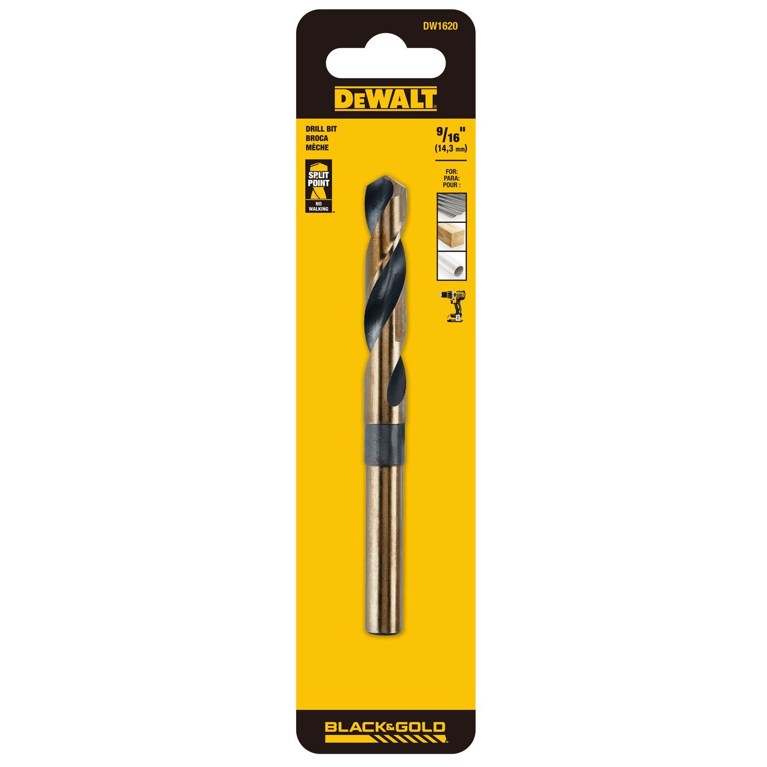 DEWALT Silver & Deming Black Oxide Drill Bit, 9/16-In
