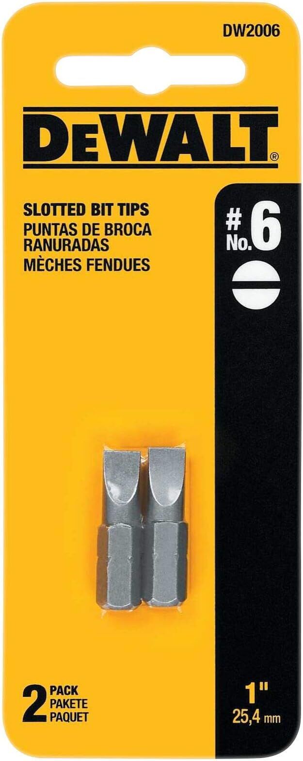 DEWALT Standard #6 Slotted Bit, 1-In, 2-Pk