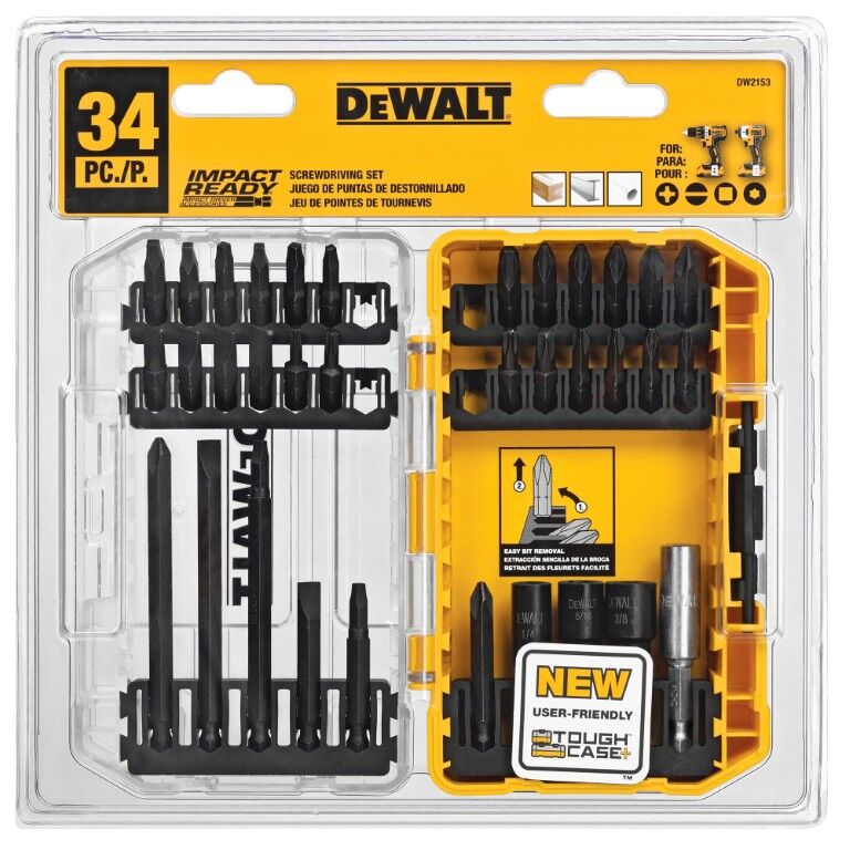 DEWALT Impact Ready Screwdriver Bit Set With ToughCase+, 34-Pc