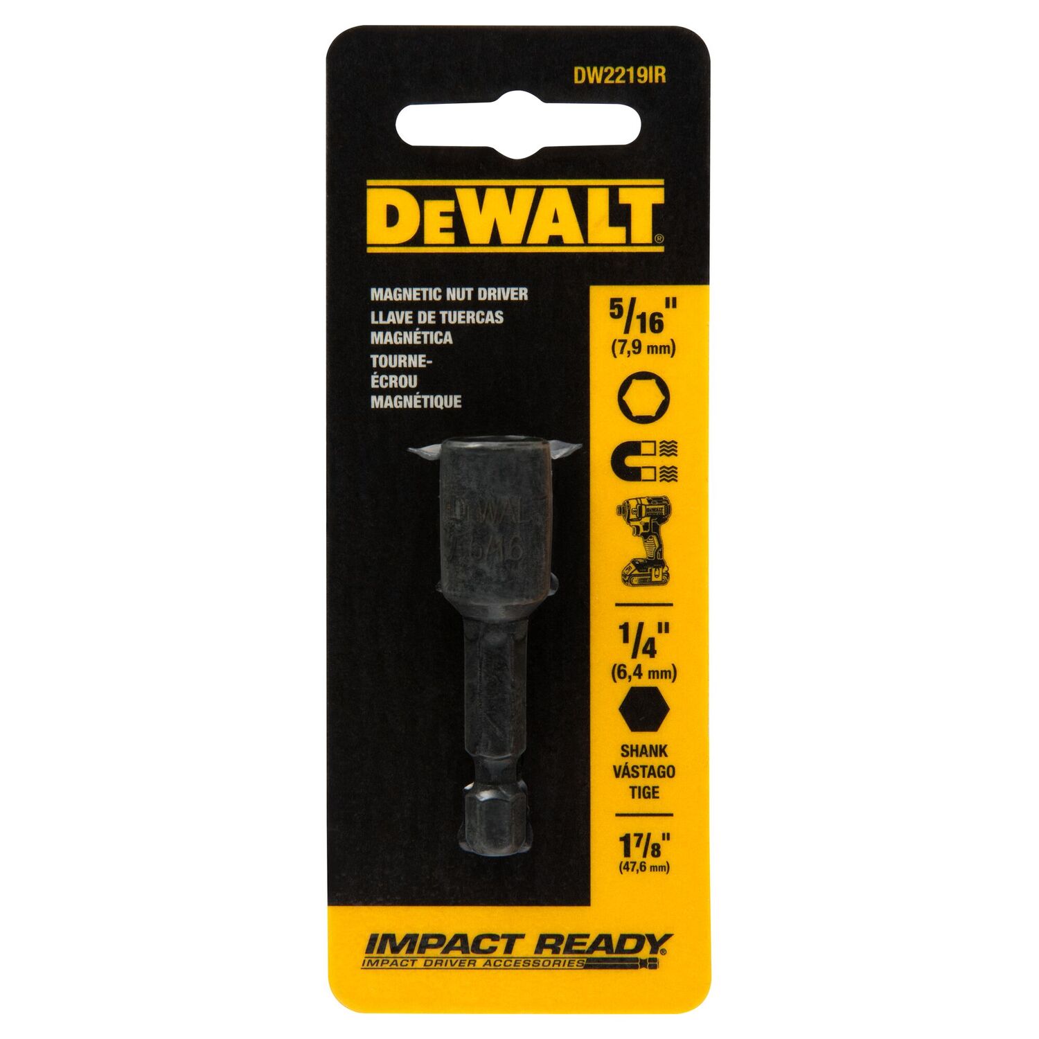 DEWALT Impact Ready Black Magnetic Nut Driver, 5/16-In x 1 7/8-In
