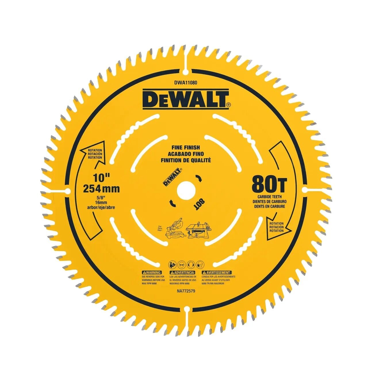 DEWALT Fine Finish Circular Saw Blade, 80T, 10 in.