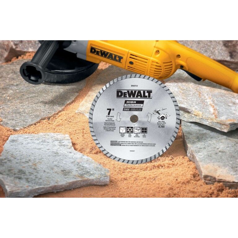 DEWALT High Performance Turbo Masonry Cutting Diamond Blade, 7-In x 7/8-In