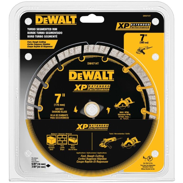 DEWALT XP Turbo Masonry Cutting Segmented Diamond Blade, 7-In