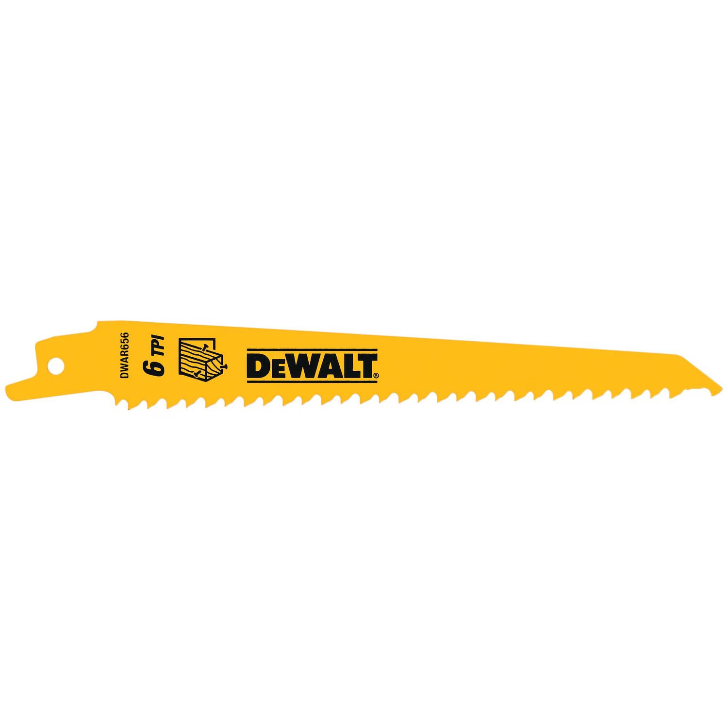 DEWALT Bi-Metal Wood Cutting Reciprocating Saw Blade, 6 TPI, 9-In, 5-Pk