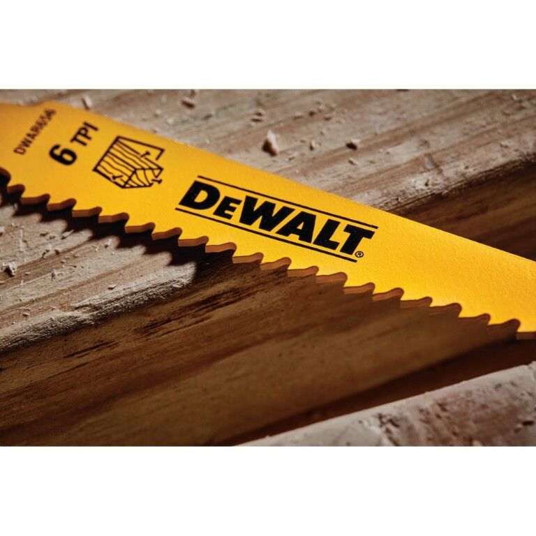 DEWALT Bi-Metal Wood Cutting Reciprocating Saw Blade, 6 TPI, 12-In, 5-Pk