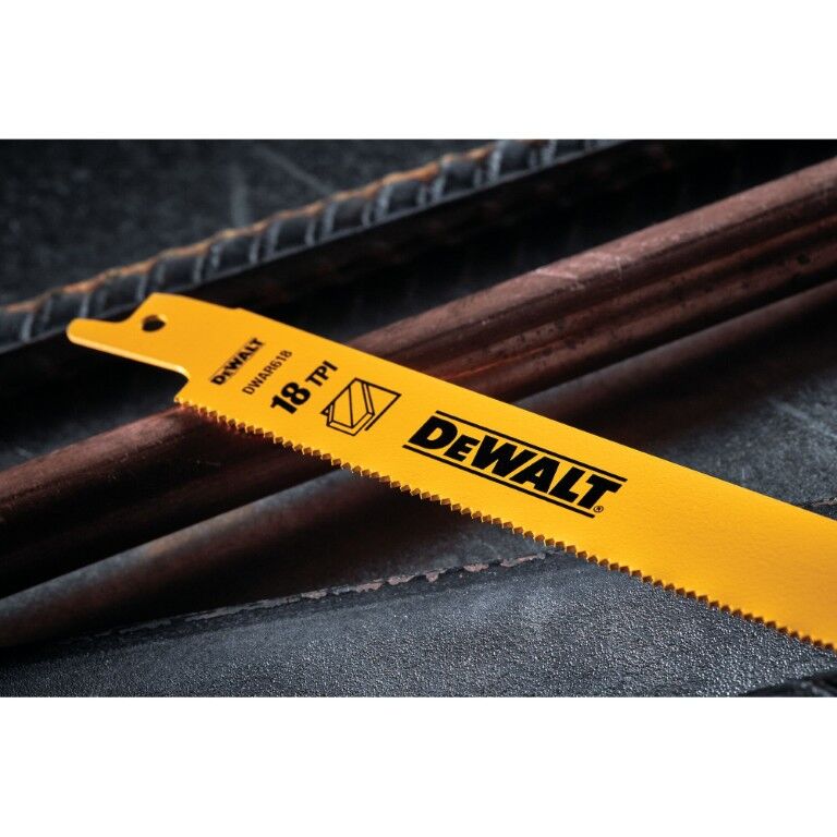 DEWALT Bi-Metal Straight Back Reciprocating Saw Blade, 18 TPI, 4-In, 5-Pk