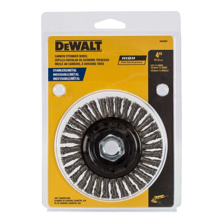 DEWALT High Performance .020 Stainless Stringer Wire Wheel, 4-In x 5/8-In - 11