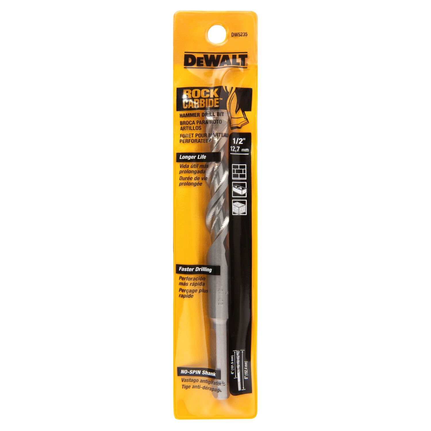 DEWALT Premium Percussion Drill Bit, 1/2-In x 6-In