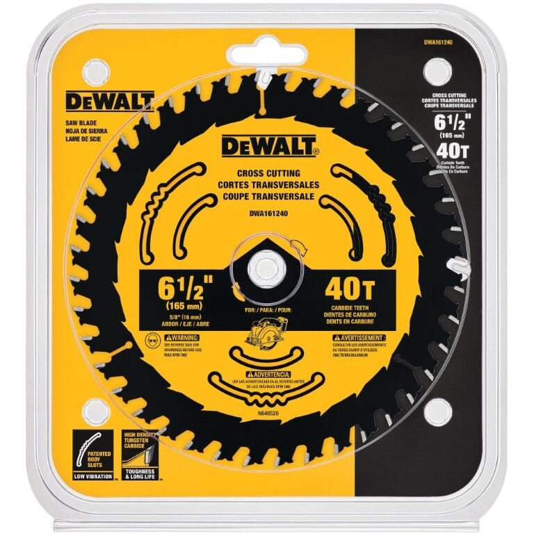 DEWALT Cross Cutting Circular Saw Blade, 40T, 6 1/2-In