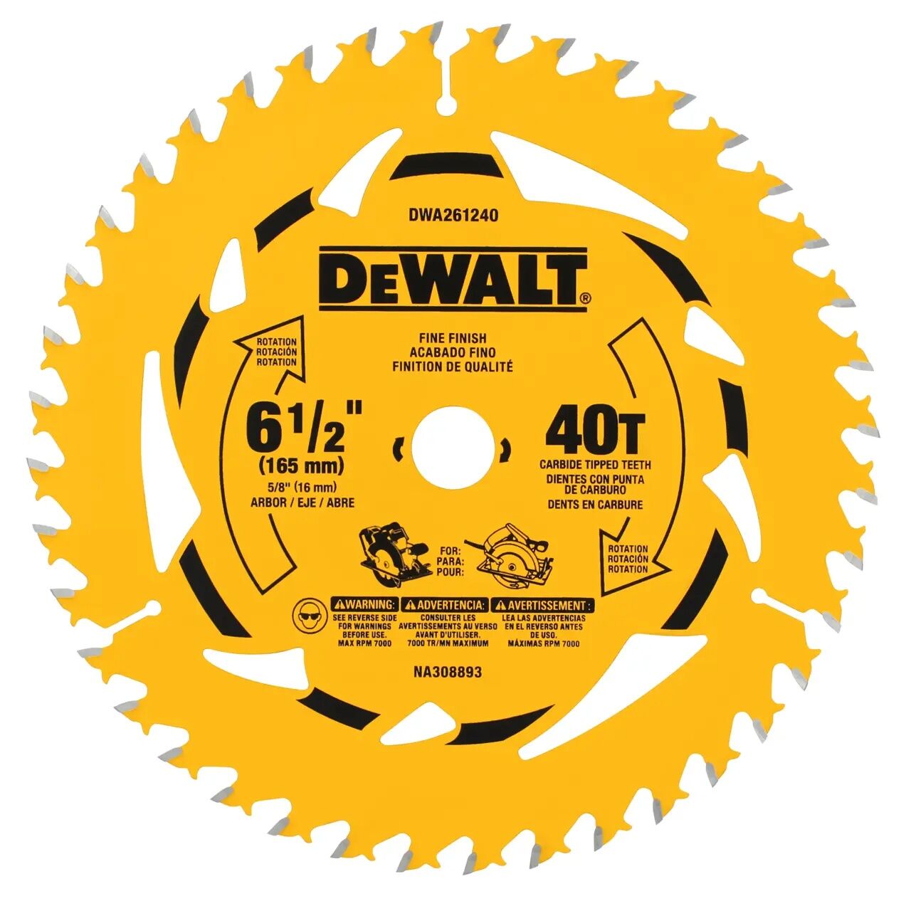 DEWALT Fine Finish Circular Saw Blade, 40T, 6 1/2 in.