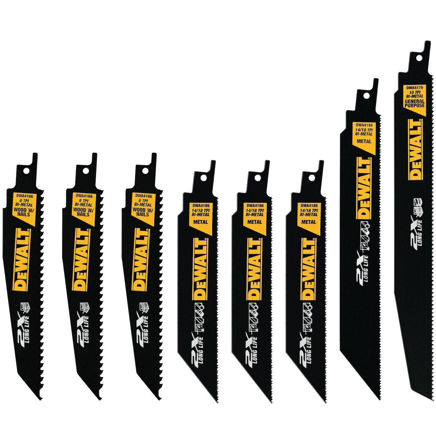 DEWALT 2X Reciprocating Saw Blade Set With ToughCase, 8-Pc