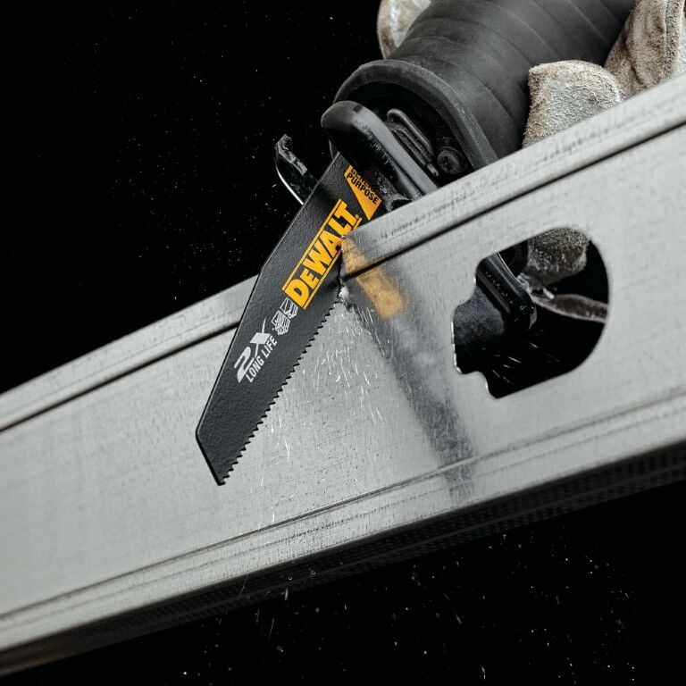 DEWALT 2X Long Life Wood & Metal Cutting Reciprocating Saw Blade, 10 TPI, 6-In, 5-Pk