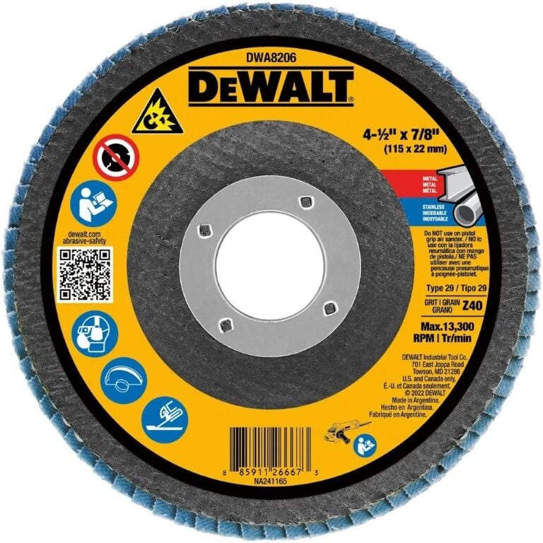 DEWALT Zirconia Type 29 Flap Disc, 40 Grit, 4 1/2 in. x 7/8 in.
