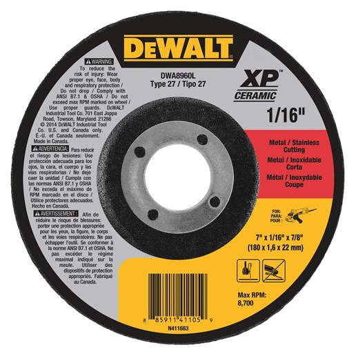 DeWALT XP™ Ceramic Metal Cutting Wheels 4.5X.045X7/8 T27