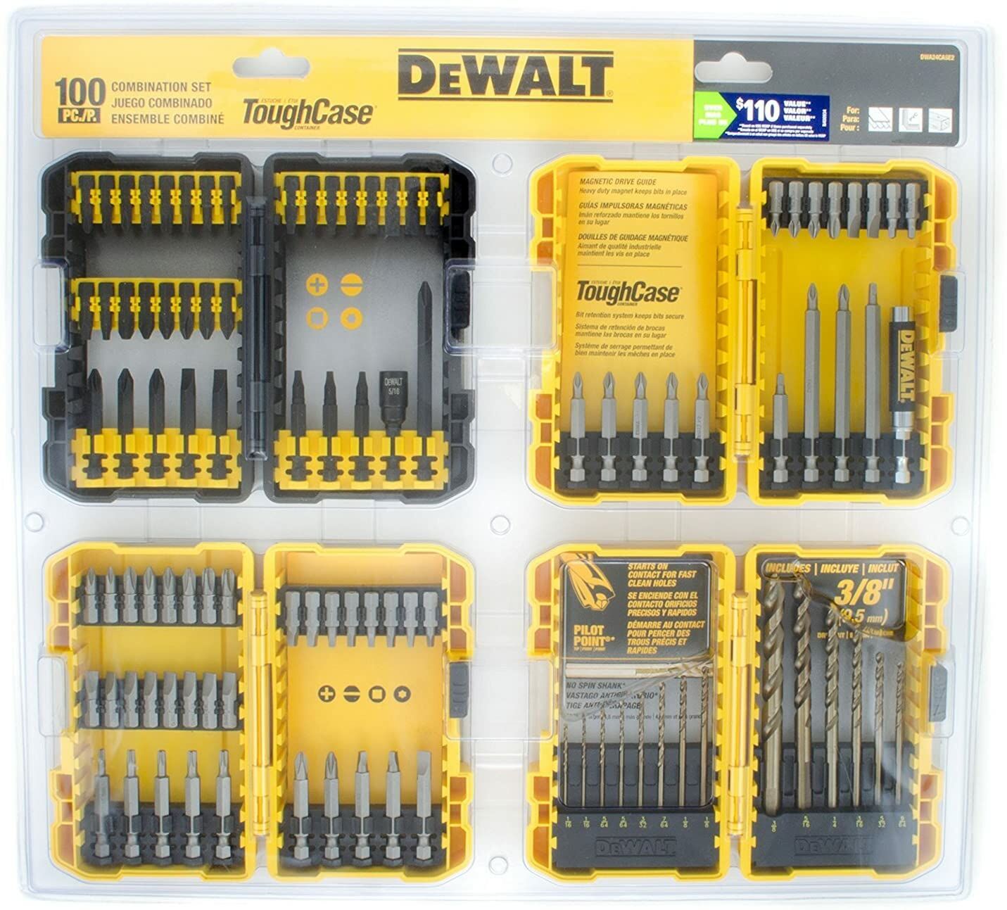 Dewalt 100-Piece Combination Impact Screwdriver Bit And Drill Set