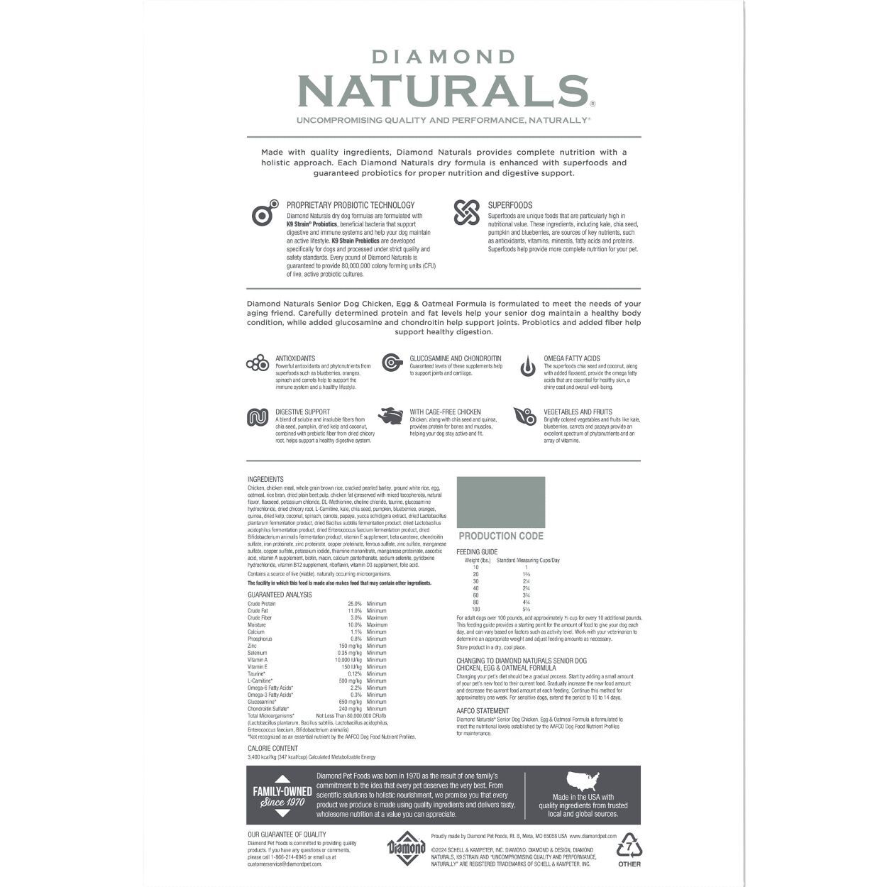 Diamond Naturals Senior Dog Chicken, Egg & Oatmeal Dog Food, 6-Lb